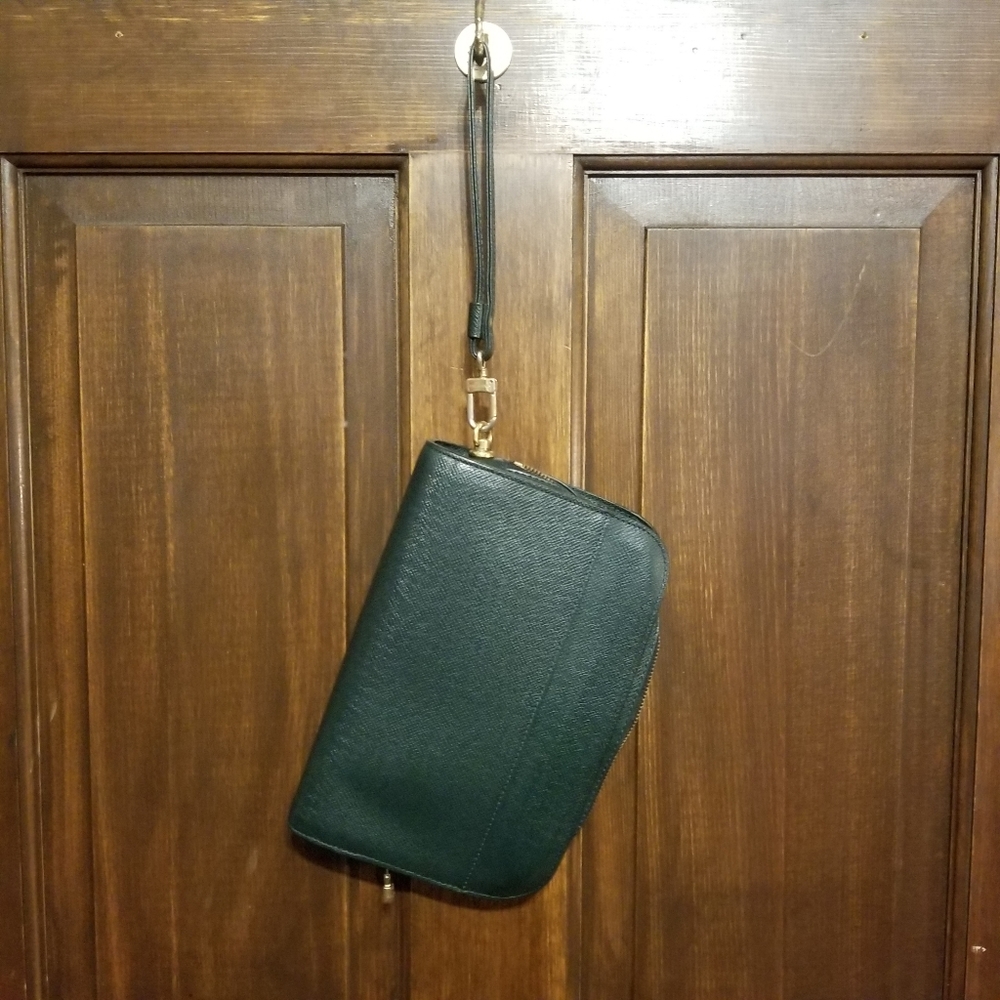 Louis Vuitton Taiga Green Leather Wristlet